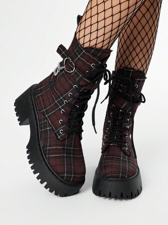 Grunge Punk Botas de motocicleta de estilo gótico oscuro y punk para mujer, con cordones, plataforma y suela gruesa, botas de tobillo y botas cortas