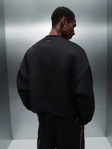 PLAYBOY X SUMWON Crop Fit Half Zip Loungewear Sweatshirt With Bunny Logo Modern Streetwear Essential Fall Winter Casual Wear Classic Design - Black - View 2