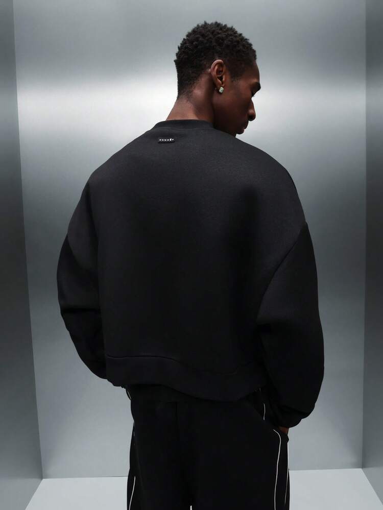 PLAYBOY X SUMWON Schwarzes Sweatshirt mit halbem Reißverschluss und Häschen-Logo