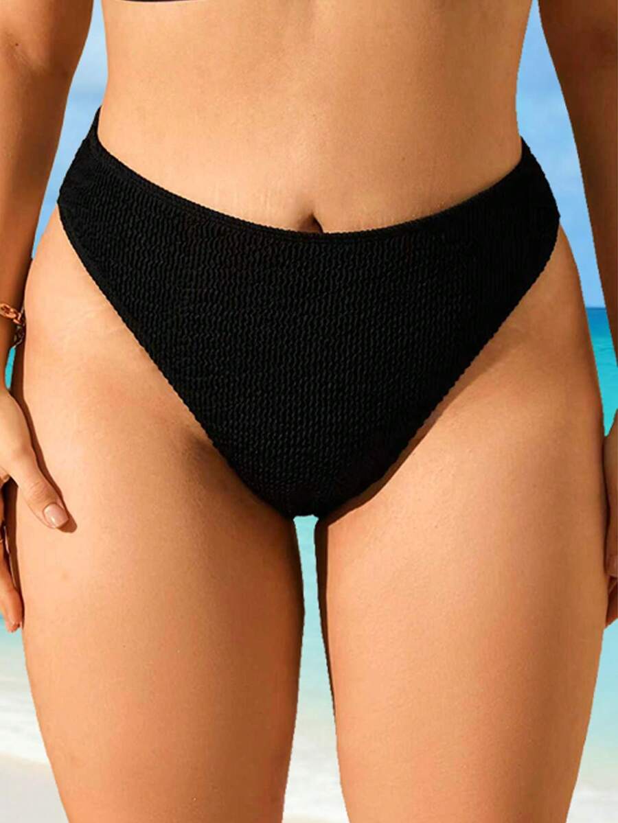 Swim Lushoire Summer Beach Plus Plain High Waisted Bikini Bottom
