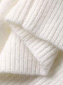 Dazy Plus Fashionable Loose Fit Bow Jacquard Scoop Neck Drop Shoulder Sweater For Young Women, Autumn/Winter - White - View 9