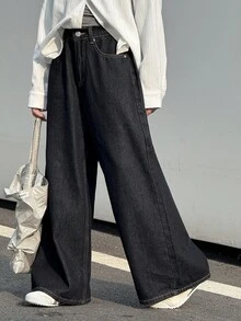 DAZY Tween Girl Wide Leg Denim Jeans, Fall - Blue - View 5