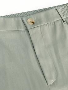 Calvornis Men's Solid Color V-Neck Vest And Pants Casual Suit Set - Green - View 5