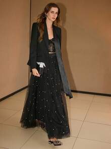 MOTF PREMIUM Asymmetric Collar Patchwork Blazer, Autumn/Winter - Black - View 3