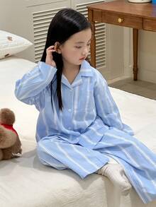 DAZY Kleine Mädchen Gestreifter Langarm Pyjama Set