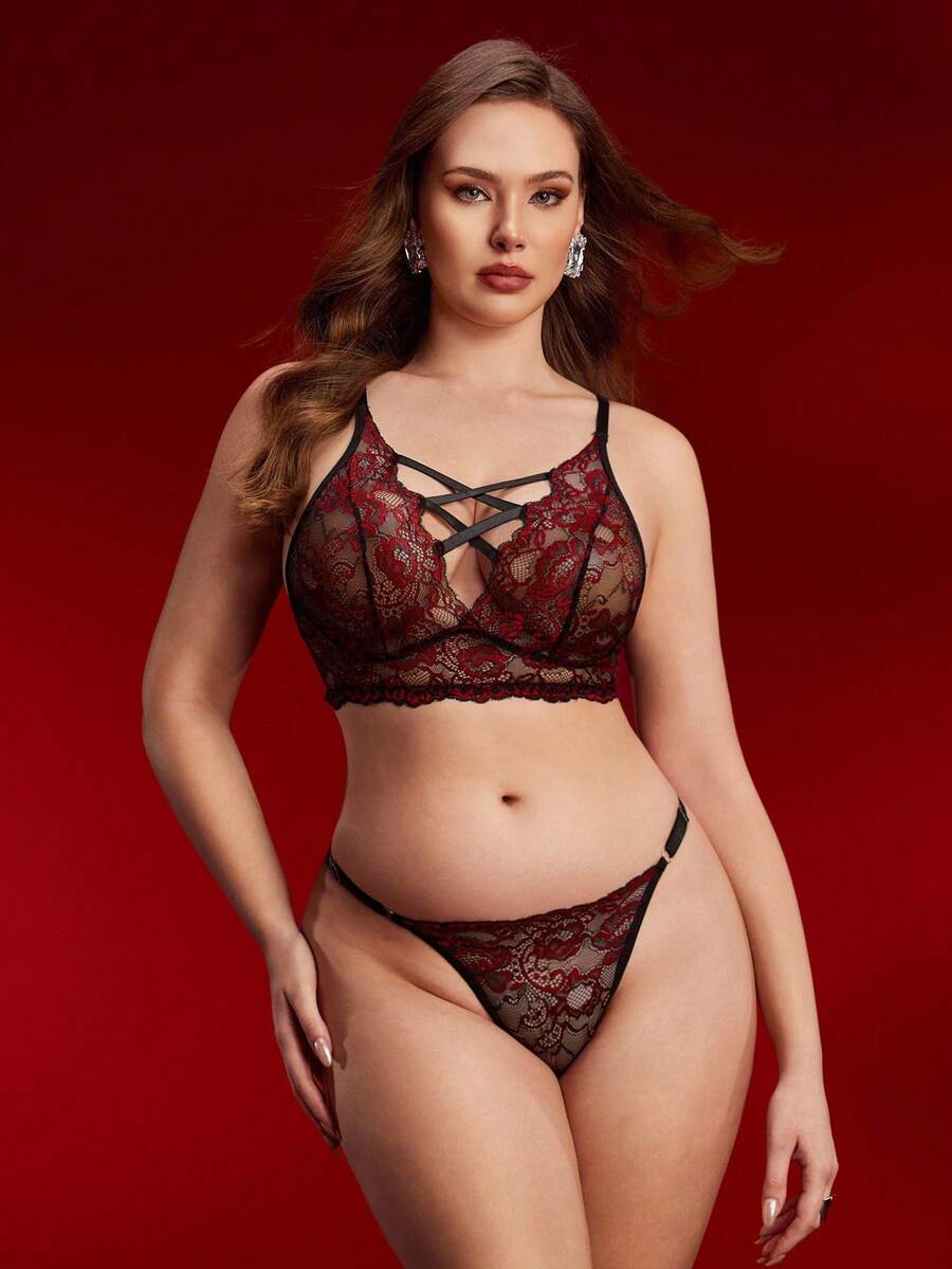 SHEIN Lace Unlined Women's Lingerie Set - Multicolor - View 1