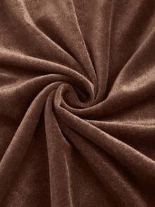 Sweetra 1 chiếc váy dài nhung đuôi cá xếp nếp màu trơn thanh lịch cho nữ dùng cho tiệc tùng ngày lễ - Màu nâu Sô-cô-la - Xem 4