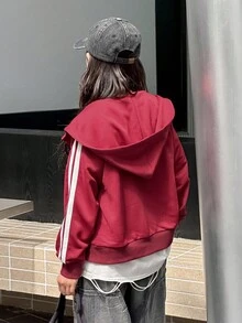 DAZY Tween Girls' Round Neck Knitted Hooded Sweatshirt Sweatshirt - Red - View 2