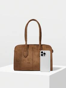 MOTF PREMIUM BOLSO TOTE CUADRADO DE PIEL DE PU - Marrón - Ver 4