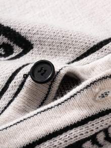 Chillumni 男士休闲字母图案前扣开衫，秋冬 - 杏色 - 查看 5