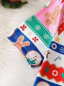 2pcs Girls Cartoon Christmas Pattern Short Sleeve Shorts Snug Fit Pajama Set Kids Two Piece Set Girls Pajamas Shorts Sets Kids Christmas Pajama - Multicolor - View 4
