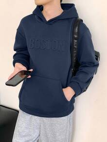 Mirajuku 青少年男孩休闲学院风字母压纹设计卫衣，适合大学、休闲、运动场合穿着