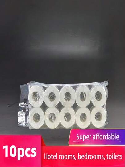 Papel higiênico doméstico espesso, de 4 folhas, ultraeconômico, de 10 volumes, um item essencial para a casa, incluindo lenços de papel, lenços faciais e guardanapos. O pacote familiar é adequado para limpeza e uso diário, com material macio, aplicável para uso doméstico e em quartos de hotel.