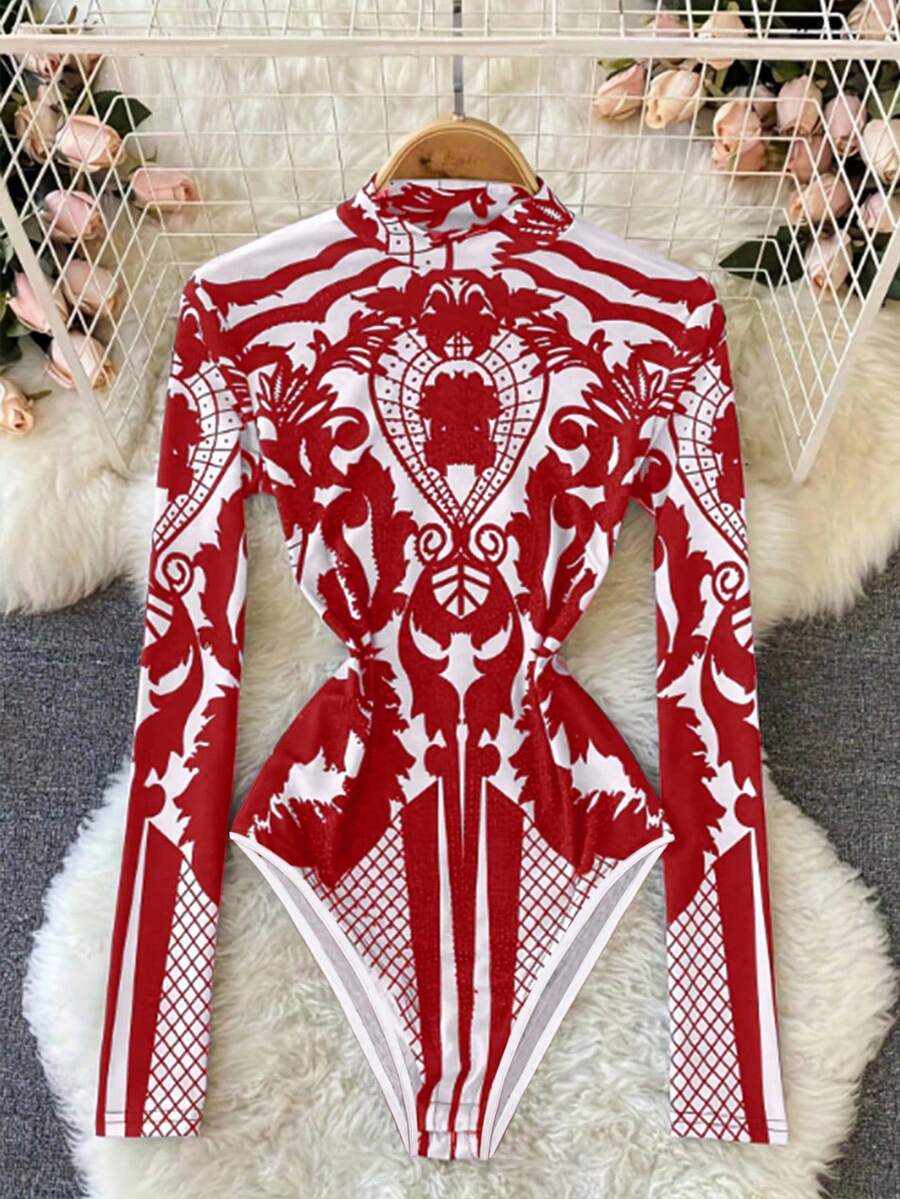 Mistrie 女式植物印花立领连体衣，适合新年穿着