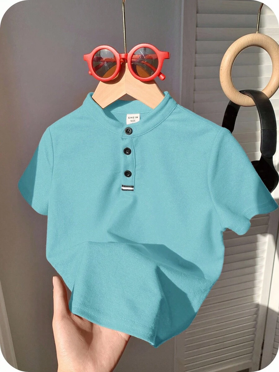 SHEIN Young Boy's Comfortable Solid Color Short Sleeve Polo Shirt For Casual Wear , Suitable For Spring And Summer,Suitable For Summer, Spring , Great For Outdoor, School, Street Style, Party And Casual Wear, High Cost-Performance