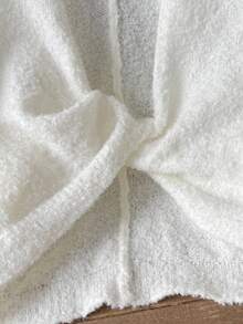 SHEIN 少女休闲长袖针织开衫毛衣，秋冬白色毛衣，交叉深V领宽松优雅简约毛衣，长袖上衣，秋冬休闲宽松针织毛衣，母女装，时尚秋季，母女装 - 白色 - 查看 8