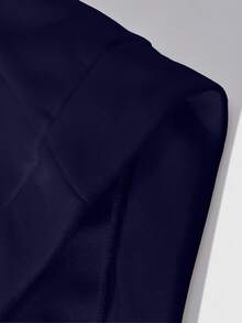 Manfinity Roghcode 男式大卫印花长袖抽绳保暖内衬休闲连帽衫，秋冬款 - 藏蓝色 - 查看 5