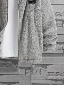 SHEIN 男童连帽保暖拉链外套，舒适加厚，秋冬季保暖外套