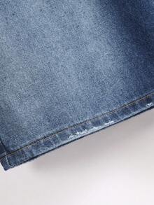 Chillumni Men's Contrast Color Pocket Casual Versatile Denim Shorts - Dark Wash - View 7