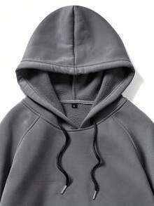 ROMWE MEN Prep Men Kangaroo Pocket Drawstring Hoodie, School