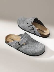 Solecia Women's Casual Buckle Design Slip-On Mules - Grey - View 6
