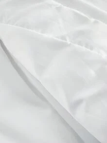 SHEIN MOD Plus Size Women's White Collar Side Bow Decor Padded Coat