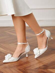 CUCCOO HITCHD 女士复古刺绣尖头露跟高跟鞋情人节款