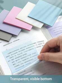 2packs(100pcs/Pack) Random Color Transparent Sticky Notes, Muted Tones Square Shape For Office & Study Back To School - Multicolor - View 4