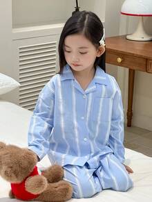 DAZY Kleine Mädchen Gestreifter Langarm Pyjama Set