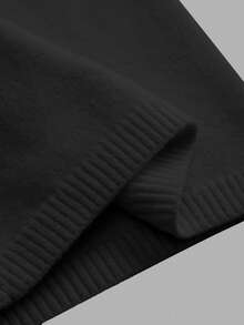 CovetEZ Quần len ống rộng màu trơn thường ngày dành cho nữ, Thu/Đông - màu đen - Xem 7