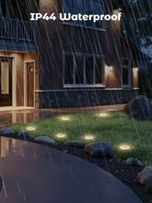 Teckwe 8pcs Outdoor Solar Warm Light Lawn Lights, LED Solar Ground Lights, Waterproof Solar Landscape Lights, Warm Bright Lighting For Home Decor, Garden, Path, Yard, Patio, Walkway, Pool, Playground Outdoor Lighting - Black shell warm light - View 4