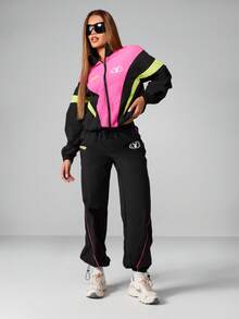 Missguided x Playboy Quần thể thao cổ điển cao cấp với chi tiết viền neon và logo in biểu tượng Y2K dành cho trang phục dạo phố thường ngày mùa thu đông - màu đen - Xem 3
