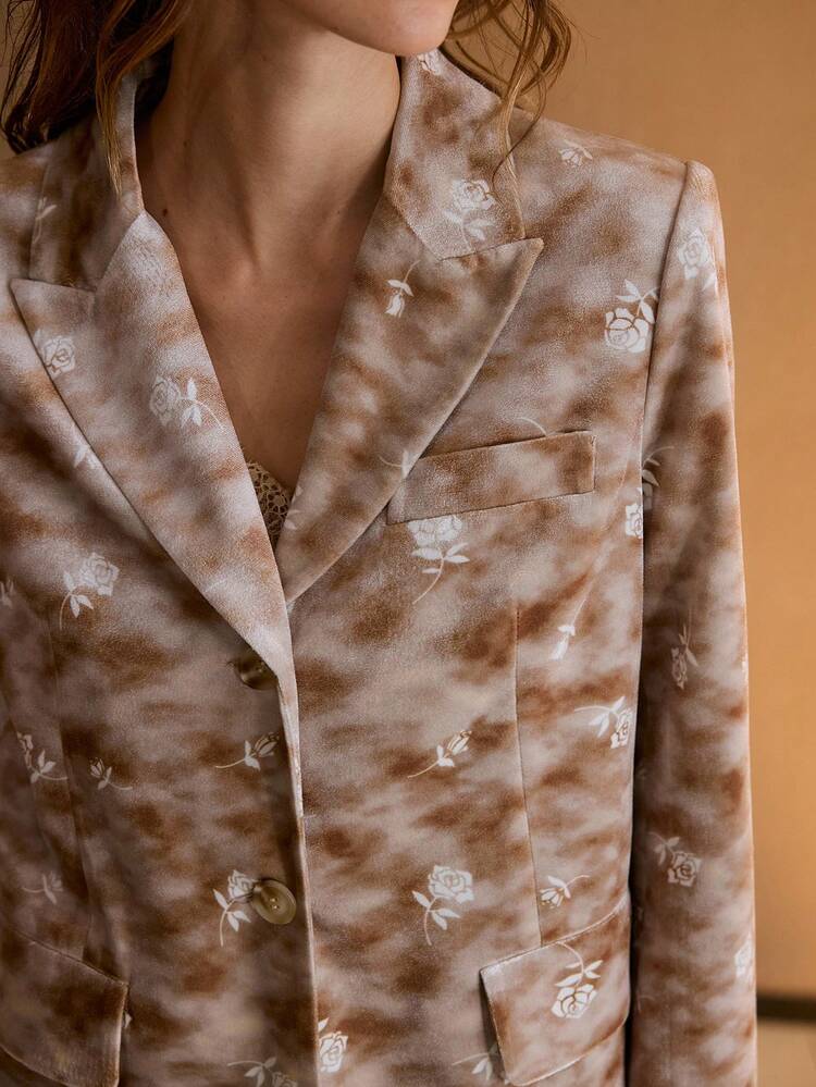 WOMEN'S VELVET SINGLE-BREASTED LONG SLEEVE ELEGANT OFFICE BLAZER