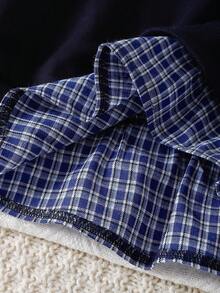 SHEIN 2 件套幼儿男童刺绣二合一 Polo 领长袖上衣和裤子，时尚户外街头服饰 - 寶藍色 - 查看 7