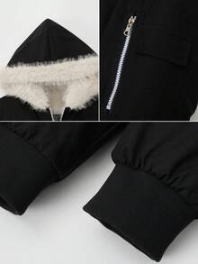 Manfinity Homme 加厚保暖时尚户外长袖防风羽绒服，男士款，防寒保暖，秋冬季 - 黑色 - 查看 6
