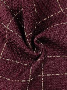 Chiquease Áo khoác blazer nữ tay dài ve kẻ caro thường ngày đi làm, mùa thu - Màu Đỏ Sâu - Xem 7