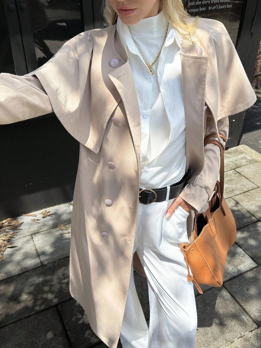 Thưa các quý cô, hãy dệt nên chiếc áo khoác gió mùa thu thanh lịch cho người đi làm - Màu Khaki - Xem 1