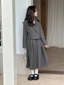 DAZY 少女秋季商务装 - 灰色 - 查看 1