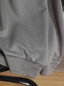 SHEIN Tween Girl Casual Basic Half-Zip High Neck Long Sleeve Sweatshirt - Grey - View 4