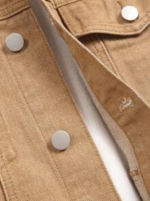 Manfinity Homme Men Casual Street Style Khaki Light Denim Jacket, Fall - Khaki - View 8