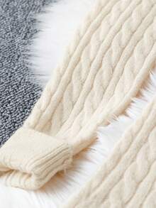 Franclia Elegant Black And White Autumn Tea Party Dress,Women's Square Neck Slim Fit A-Line Long Sleeve Contrast Color Knitted Dress For Wedding New Year - Beige - View 5