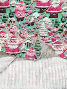 EMERY ROSE 女士圣诞树、圣诞老人和礼物印花 V 领针织毛衣、休闲 V 领套头衫，适合日常和节日穿着，圣诞礼物 - 彩色 - 查看 3