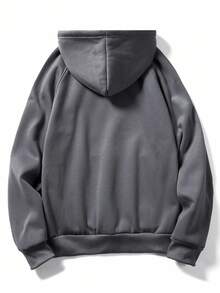 ROMWE MEN Prep Men Kangaroo Pocket Drawstring Hoodie, School