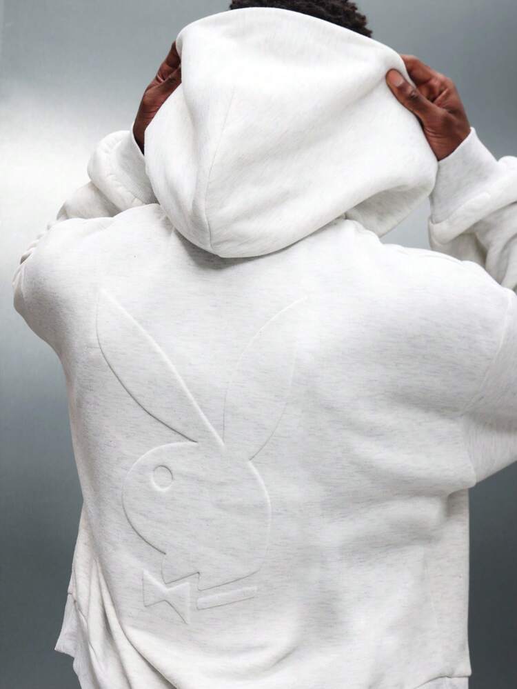 PLAYBOY X SUMWON Regular Fit Full Zip Hoodie With Centre Pocket