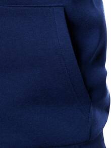 Manfinity Homme Sudadera con capucha casual de hombre con estampado de caballo, de manga larga, para otoño - Azul Marino - Ver 3