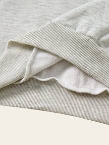 Sparklyn 少女浅灰色半拉链领蝴蝶结字母印花条纹卫衣，青春校园风，活力少女，休闲运动，周末出游，日常校园装，春秋冬 - 淺灰色 - 查看 8