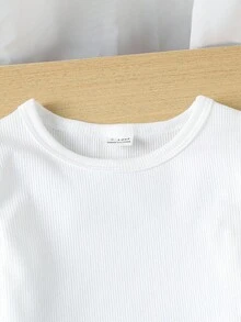 SHEIN Playful Pals Baby Mädchen gestricktes Top mit Rüschenärmeln und Rundhalsausschnitt und elegantes Rockteil Set, Herbst/Winter Baby Mädchen karierter Rock, Baby Mädchen süßer Rock, Kleinkind karierter Rock, Baby Mädchen Rockteil Set, Baby Mädchen Spitze Schleife Rock