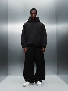 PLAYBOY X SUMWON Áo hoodie trùm đầu Essential thông thường Áo chui đầu cổ điển Áo nỉ lông cừu kiểu Pháp Trang phục thường ngày Mùa đông Mùa thu Mùa xuân Trang phục cơ bản Unisex Túi trước Trang phục hàng ngày - màu đen - Xem 5