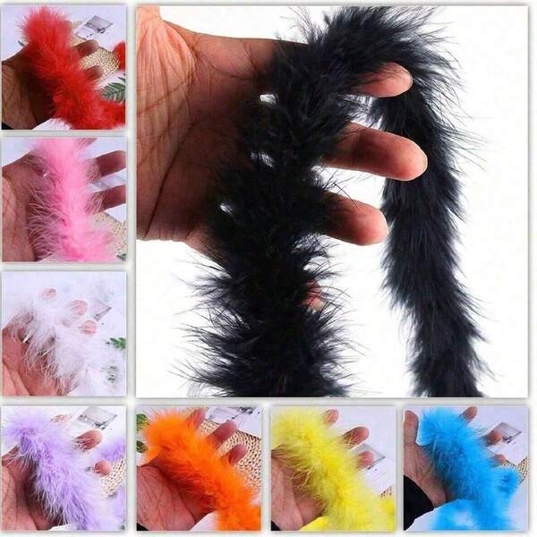 1pc 2M Feather Cord Ribbon, Beautiful Decoration For DIY Crafts, Christmas, New Year Accessories