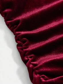 Elegant Burgundy Velvet Patchwork Ruffle Hem Off Shoulder Dress, Party/Formal Gown For Teen Girls, Suitable For Christmas, Halloween, New Year Elegant Teen Dress Velvet Dress Evening Wear Teen - Burgundy - View 4
